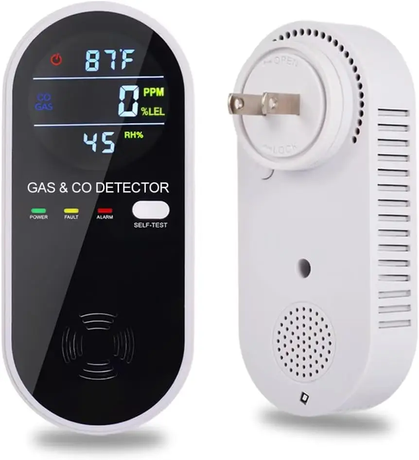 

4-in-1 Plug-in Gas Detector for CO, Methane, Combustible Gases - Home & Travel Safety