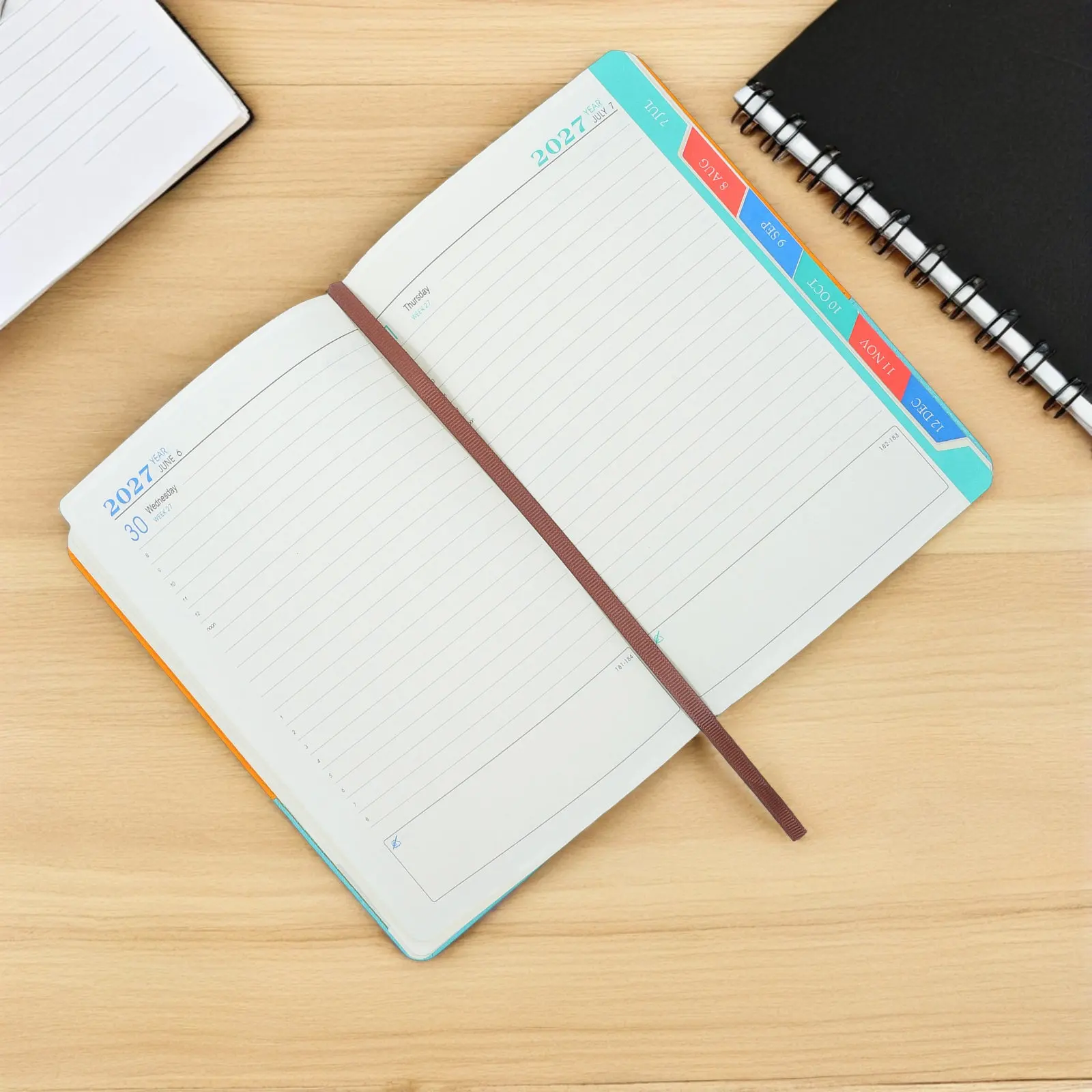 2027 A5 Daily Agenda Notebook Soft Cover Two Tone Color Block Design School Student Planner Notebook Academic Business