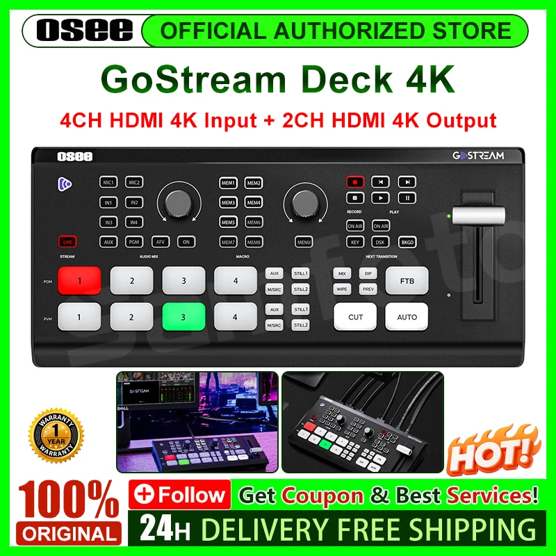 OSEE GoStream Deck 4K for Live Streaming Video Mixer 4ch HDMI