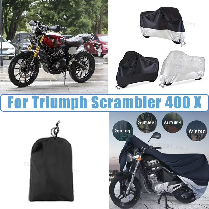 210D Oxford Motorcycle Cover Waterproof All Season UV Protection For Triumph Scrambler 400 X Anti-Tear Windproof Motorbike Cover