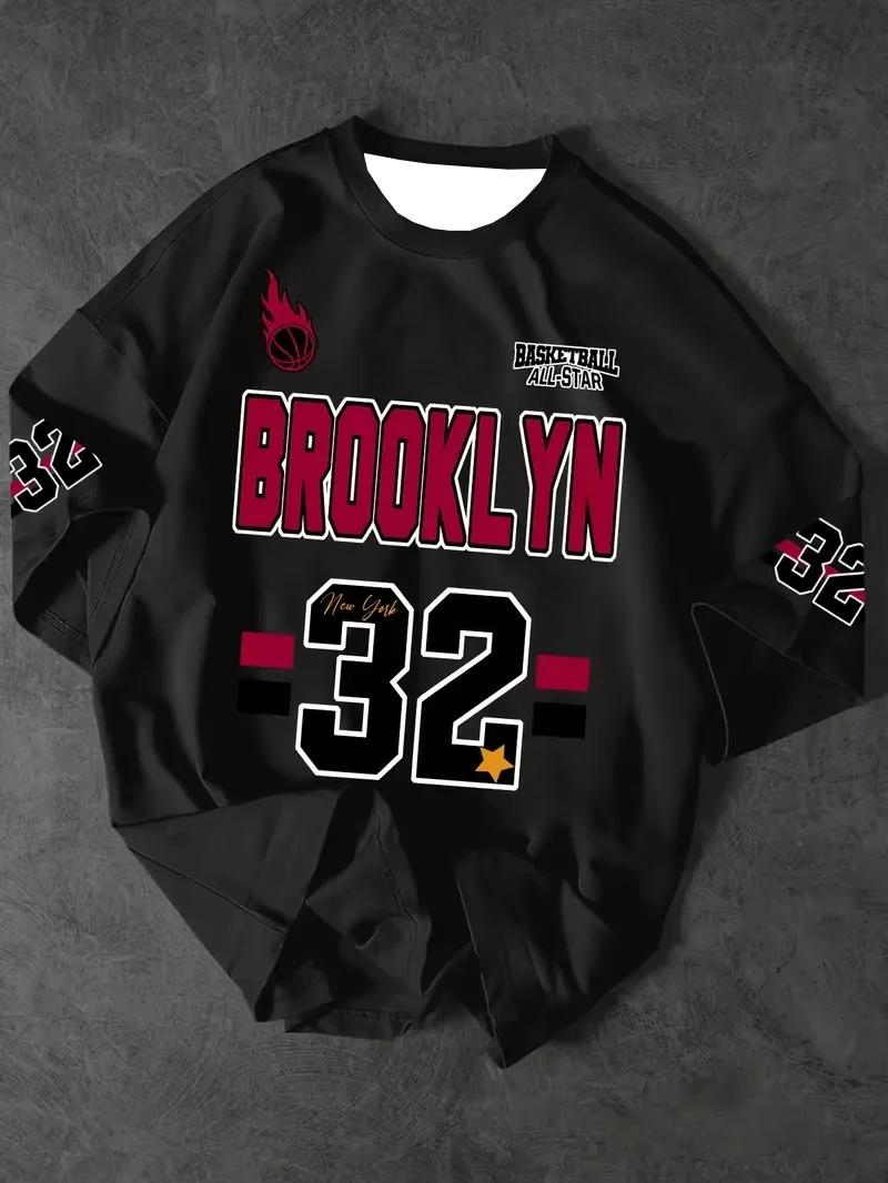 2026 New Vintage American Baseball Style Jersey Boston 3D Graphic Short Sleeve Tee Crew Neck Hip‑Hop Street Casual Sport Tops
