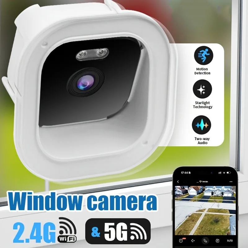 5MP/2MP WiFi Window Camera Indoor Home Security Full Color Night Vision Motion Detection Pet Baby Surveillance Monitoring Camera