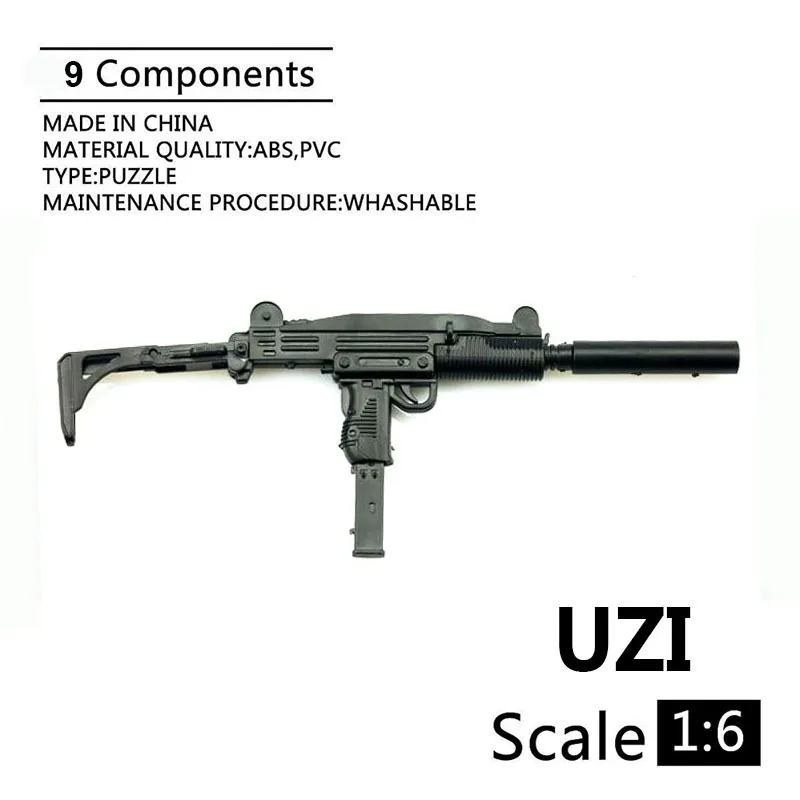 1/6th Mini UZI pistolet maszynowy plastikowe montowane broni palnej 4D pistolet Model dla 12 "żołnierze figurka budynek wojskowy