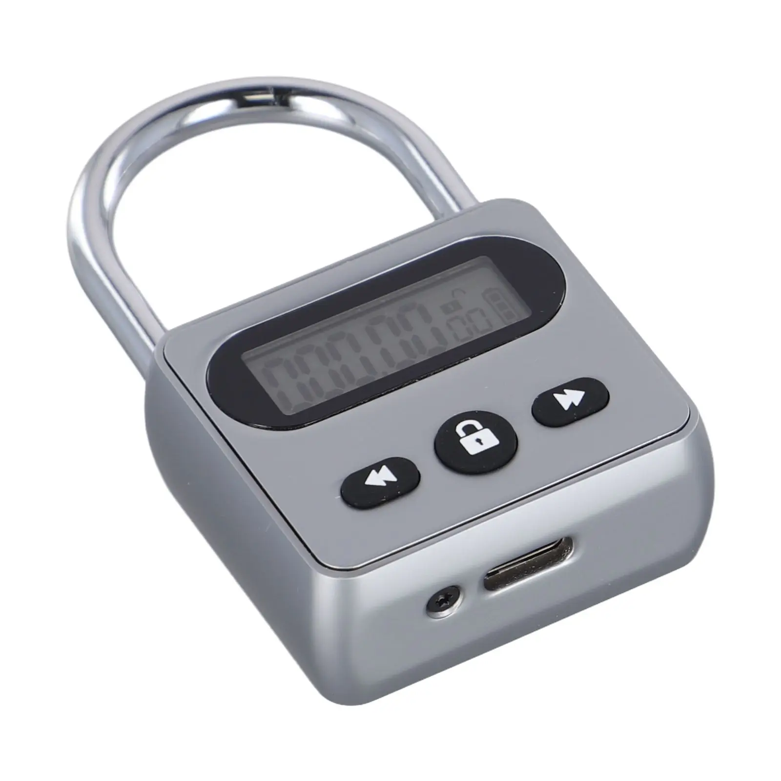 1pcs Metal Timer Lock LCD Display Multi Function  Electronic Time  999 Hour Timing USB Rechargeable Timer Padlock