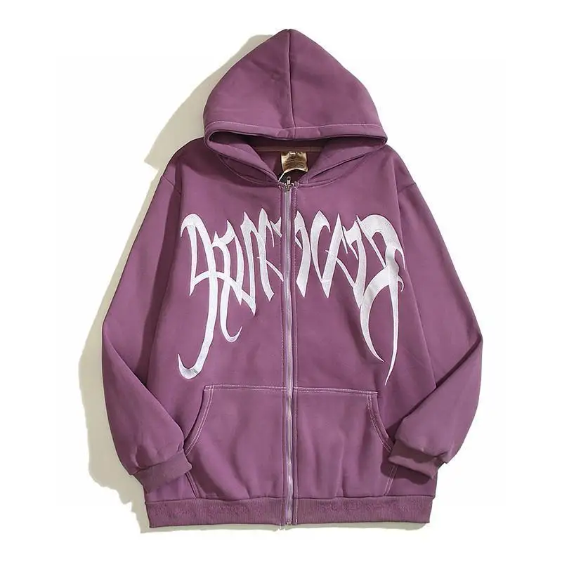 

Осень-зима, американская High Street Re, вышитая толстовка с капюшоном на молнии Jaet Fce, молодежная повседневная мода