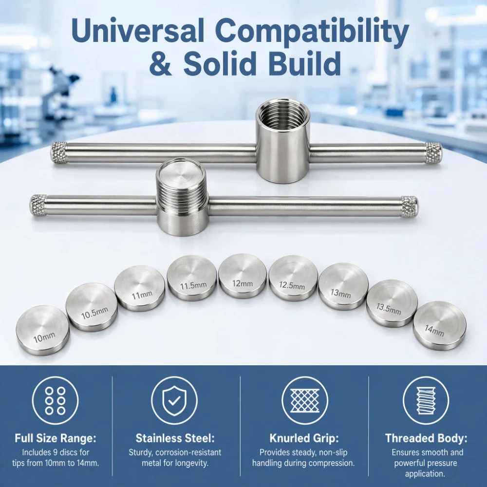 11PCS Stainless Steel Billiard Cue Tip Shaper Tip Compressor Design Threaded Pool Cue Tip Compressor Durable Construction