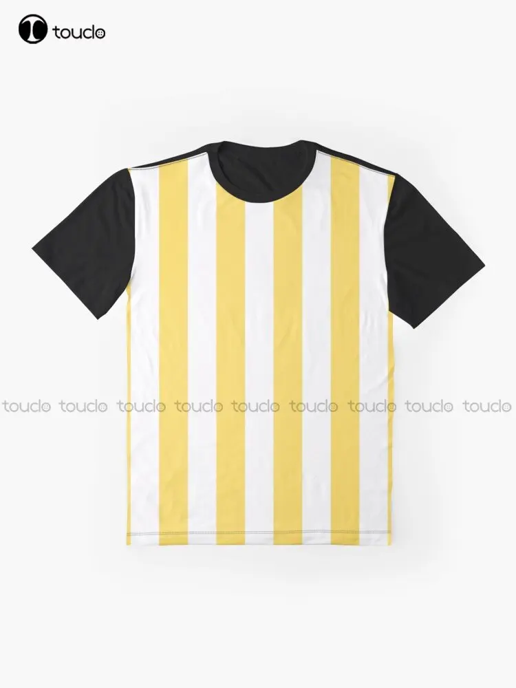 Yellow And White Vertical Stripes Graphic T-Shirt Custom Aldult Teen Unisex Digital Printing Tee Shirts Custom Gift Xxs-5Xl