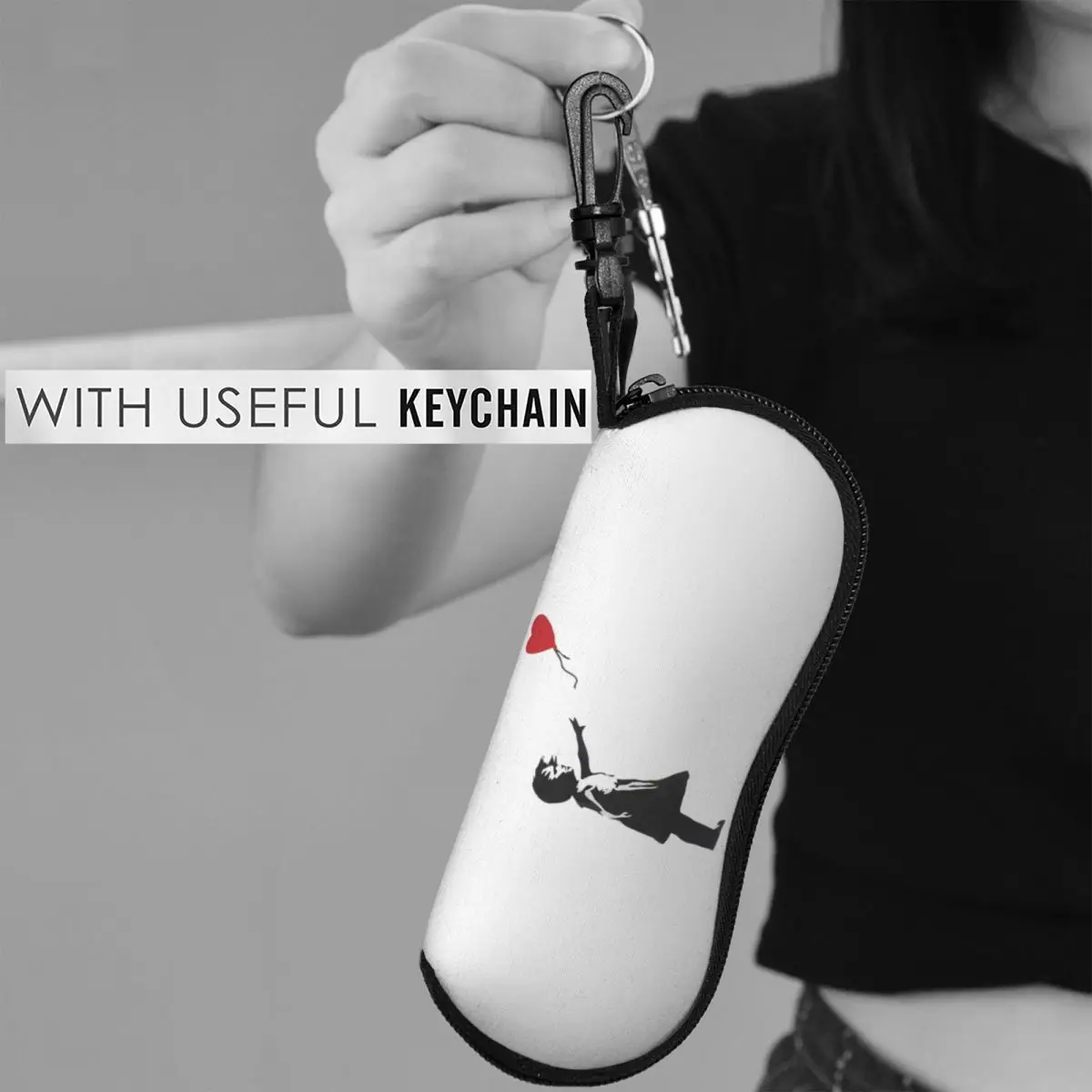 بانكسي - فتاة مع غطاء من البالونات، صندوق نظارات شمسية واقي للنساء والرجال، حقيبة نظارات ناعمة