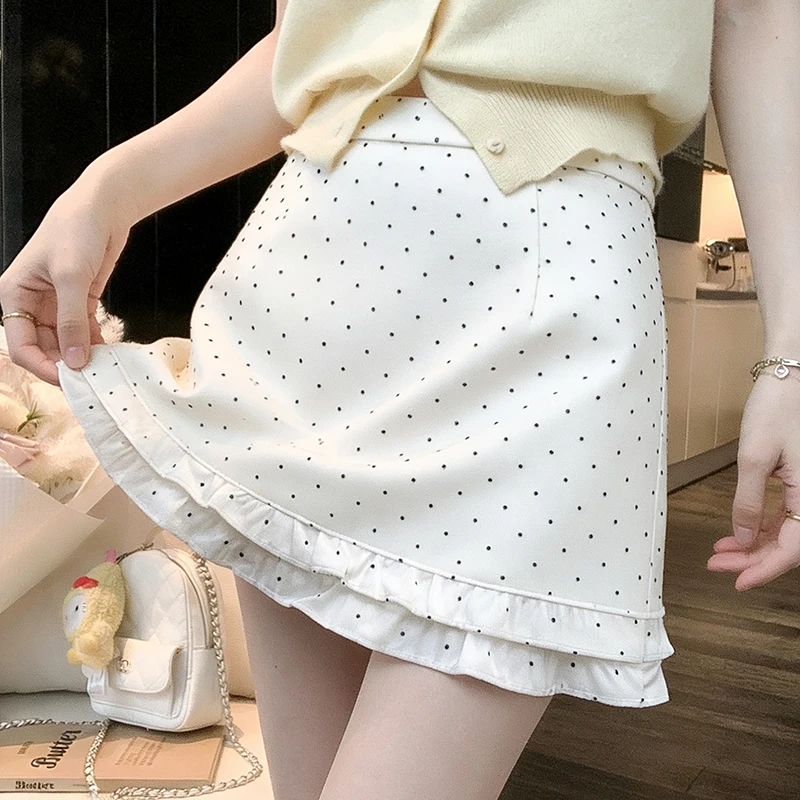 

Винтажная мини-юбка с волнистым краем из дерева, женская, весна-лето 2026, корейская мода, с высокой талией, А-силуэт, короткая, повседневная, женская