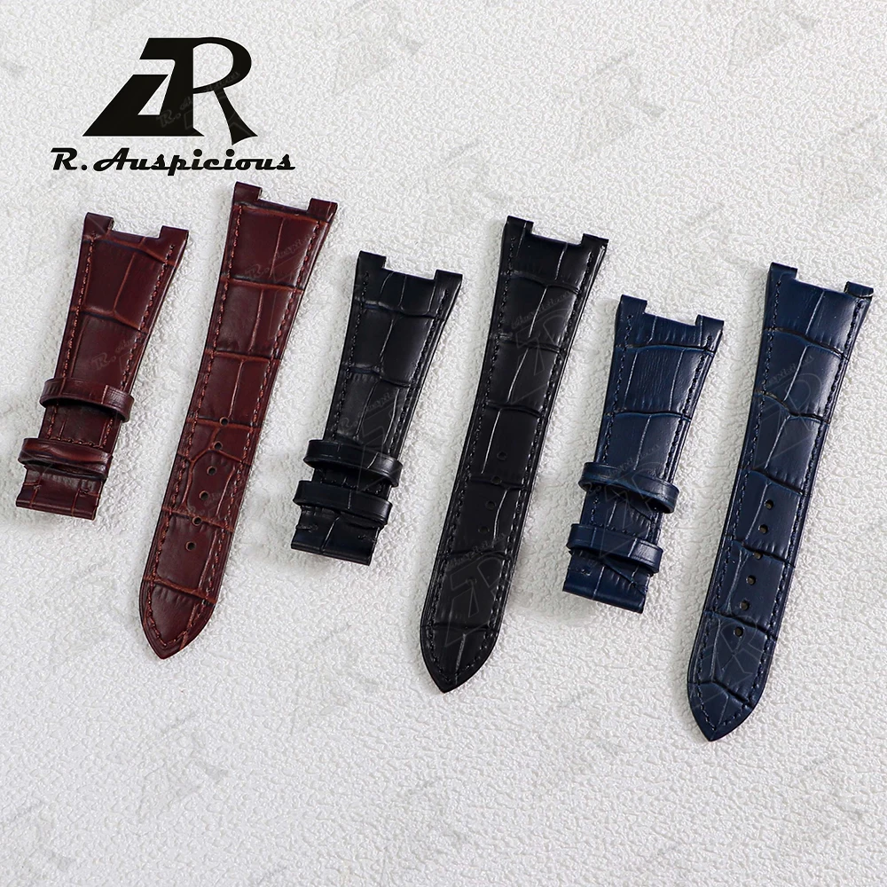 25mm/12mm Notch Genuine Leather Watch Strap Replace PP Nautilus 5711 5726 5712g Black/Blue/Brown Cowhide Watchband Accessories