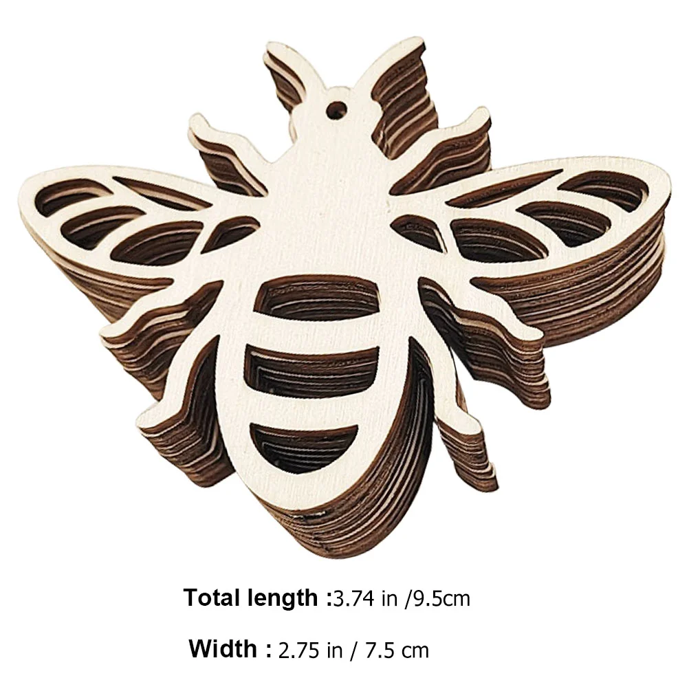 20 Pcs Wooden Pendant Home Slices Decor Craft Bee Plants House Decorations for Beehive Signage Shaped