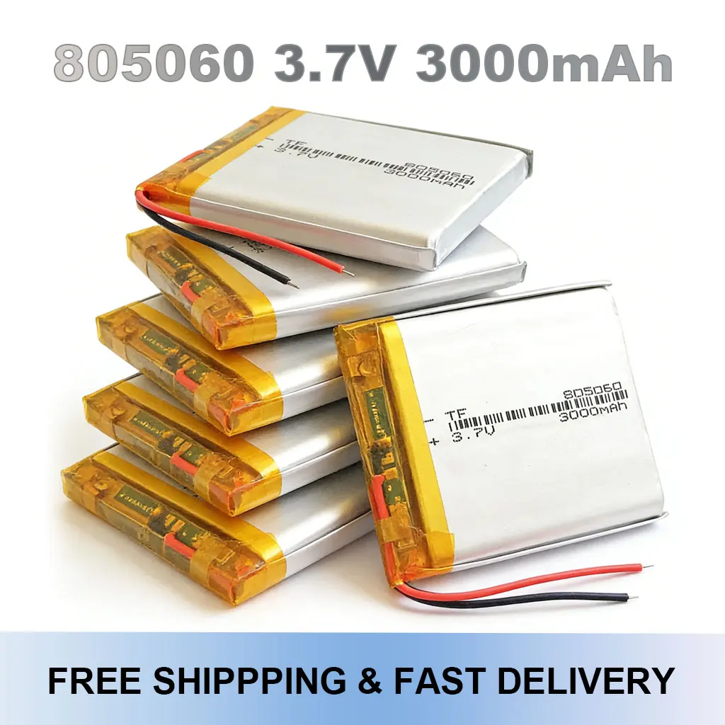 

3.7V 3000mAh Lipo Polymer Lithium Rechargeable Battery Cells For GPS Power Bank Tablet PC PAD PDA Laptop speaker recorder 805060
