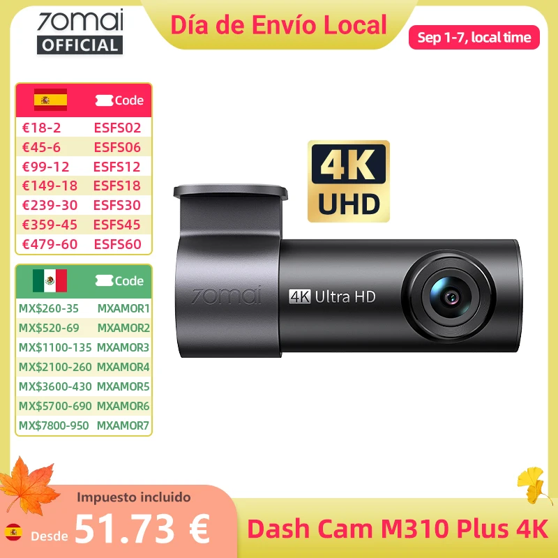 camara-para-auto-70mai-m310-plus-4k-f155-wdr-con-vision-nocturna-superior-sensor-g-almacenamiento-en-bufer-vigilancia-de-estacionamiento-24h-70mai-m310-4k