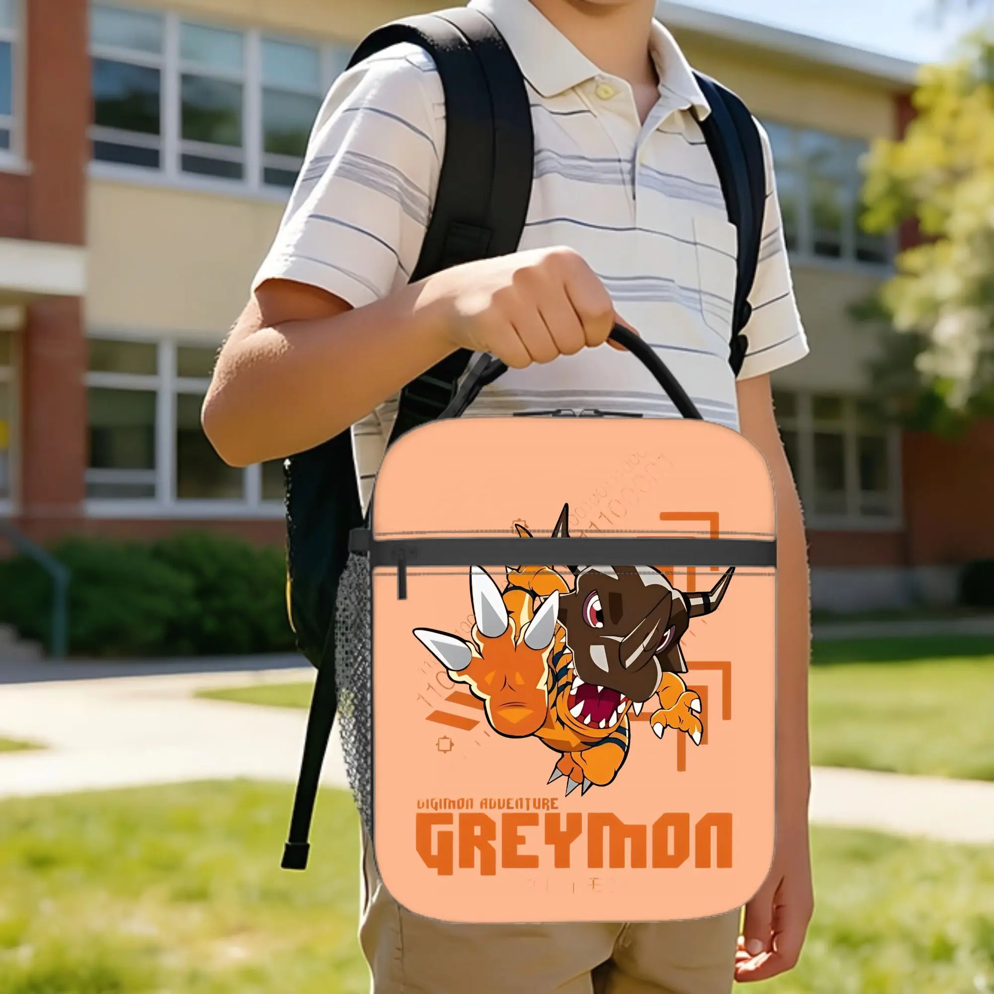 Digimon Adventure Greymon  Insulated Lunch Bag Leakproof  Reusable Thermal Bag Tote Lunch Box Office  Outdoor Food Bag