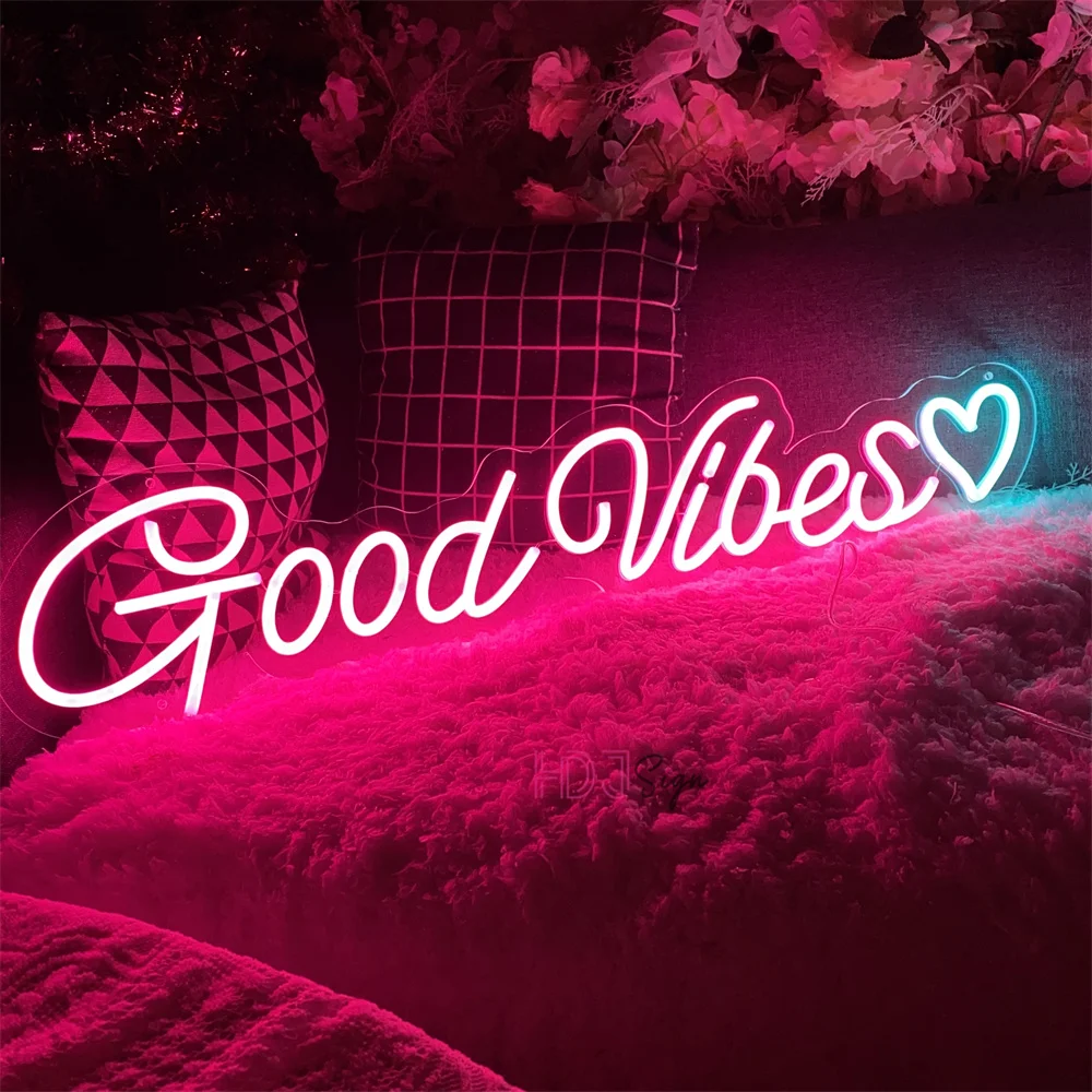 Good Vibes Neon Led Sign Custom LED Night Lights Sign USB Room Wall Decor Signboard Neon Lamps Wedding Bedroom Decoration