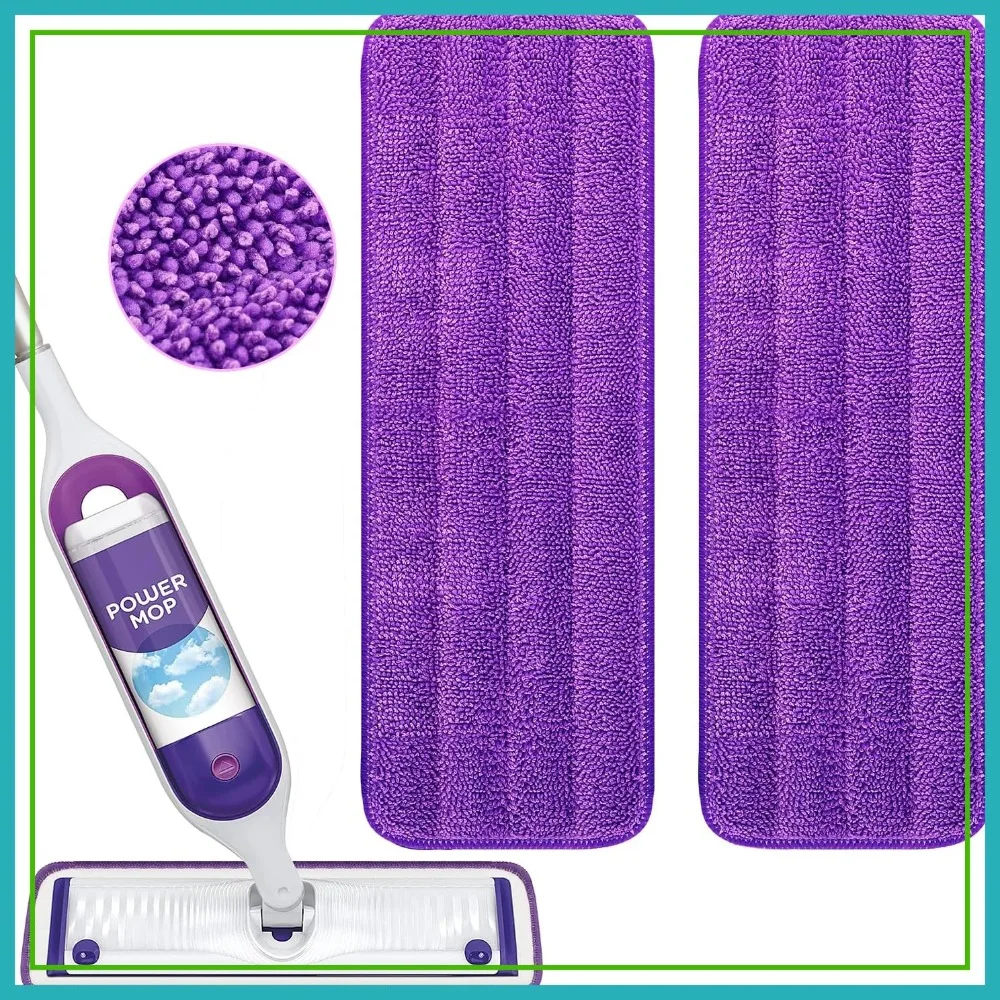 

Reusable Microfiber Mop Pads for Spray Mop, 2 Pack Washable Floor Cleaning Cloths