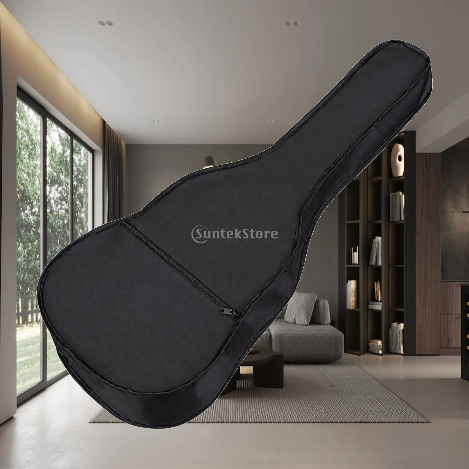 Black Guitar Soft Case Padded Bag for 41 Inch Acoustic Electric Travel Instrument Storage Oxford