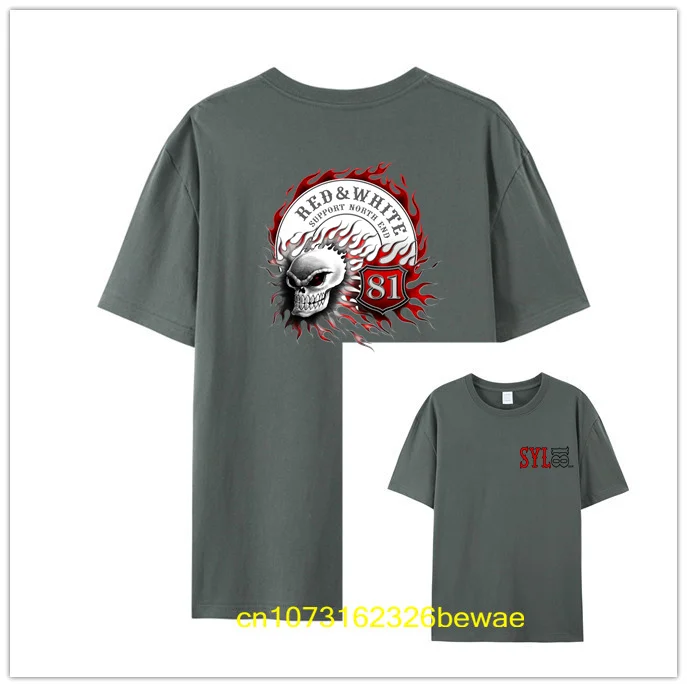 تي شيرت Hells Angels للدراجة النارية على شكل جمجمة لهب 100% قطن صيفي تي شيرت لهب 81 تي شيرت رجالي مطبوع على الوجهين الأكثر الاستبداد