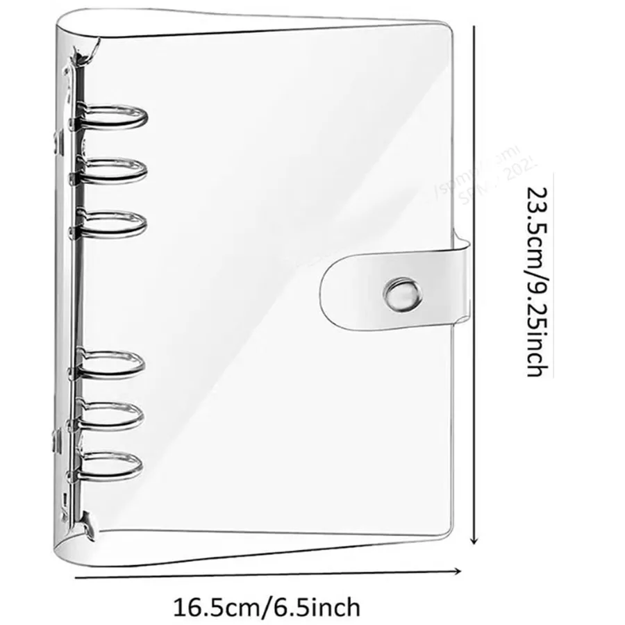 SKYSONIC A5/A6/A7 Clear Binder Cover, 6 Holes Loose Leaf PVC Notebook Case, DIY Journal Diary Book