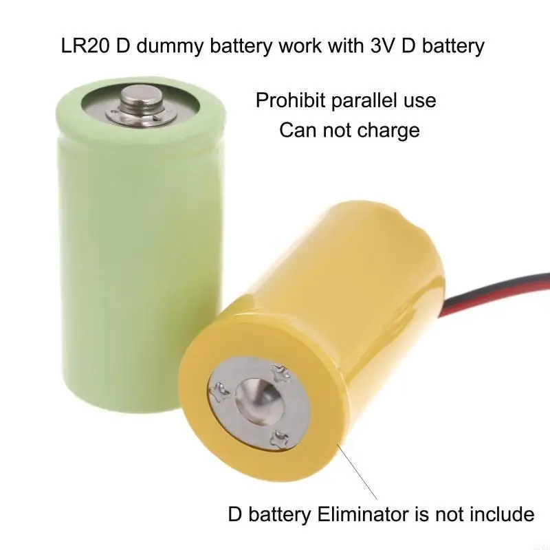 LR20 D Fake Battery Setsup Housing Placeholder Cylinder Conductor for D Rechargeable Battery Works with Elimination Cord