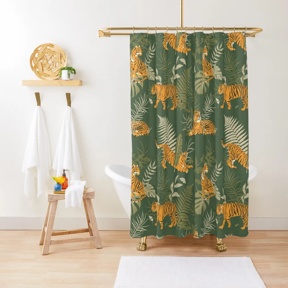 

Tiger in the Jungle Pattern Shower Curtain Shower Waterproof For Bathrooms With Beautiful Designs Bathtub Curtain