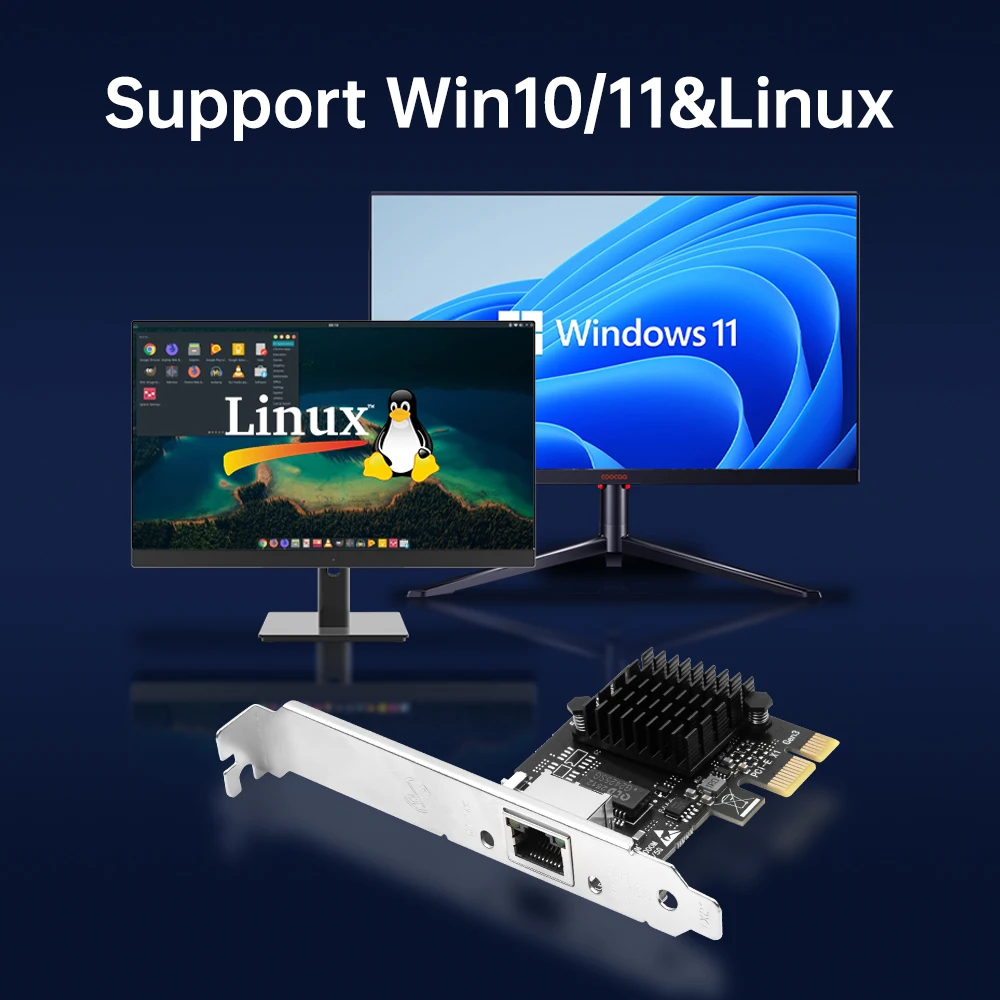 RTL8126 Chip 5G Gigabit LAN PCIe To RJ45 PCI Express Network Card 100/1000/2500/5000M Gigabit Ethernet Adapter For PC Win10/11