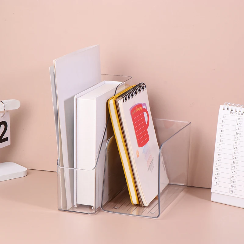 Transparent Acrylic Bookends Stand Bookshelf Desktop Decorative Storage Rack Bookend Book Holder School Stationery