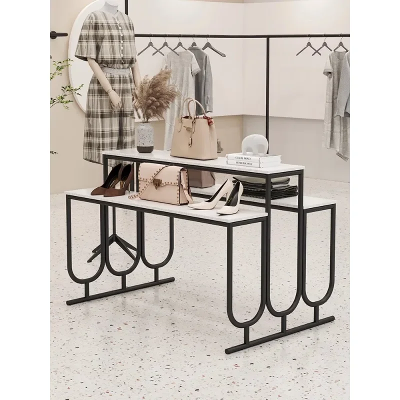 Tieyi clothing store flowing water table window props Nakajima display stand women's clothing display solid wood board shoes