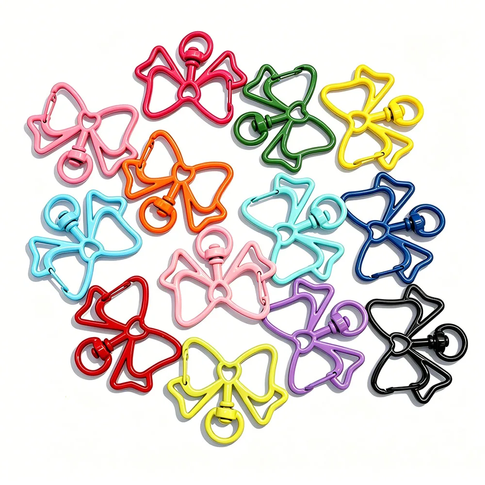5 Pieces Colorful Bow Lobster Clasp Swivel Keychain Spring Clips for Jewelry Handmade DIY Key Ring Bag Charm Crafts Accessories