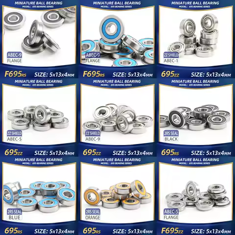 FUSHI 695zz 695 2rs Bearing 5x13x4 mm 10Pcs Stainless steel S695zz Flange F695 2rs Bearing For VORON 3D Printer,RC Car