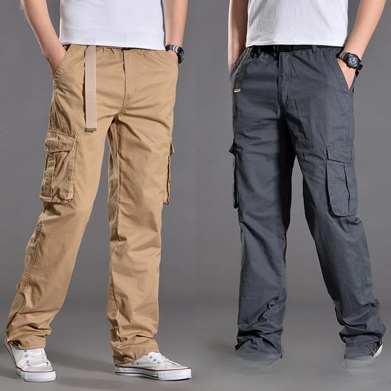 

2026 Men's Outdoor Casual Washed Cotton Cargo Pants - Multi-Pocket Straight Leg Long Trousers