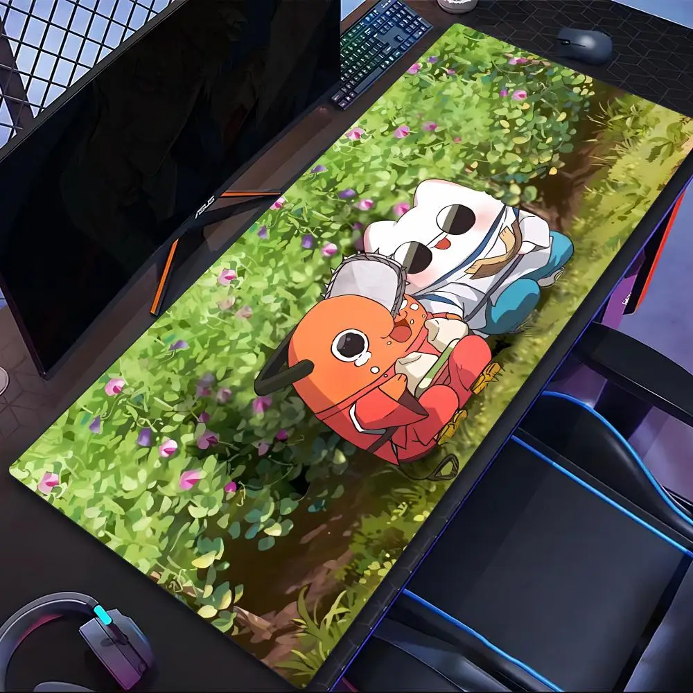 

Коврик для мыши Pochita и его друг Чейнсоу Мэн, для планшетов и ноутбуков, XL, для настольного компьютера, милый, с HD-печатью, игровой коврик для клавиатуры, 90x40 см