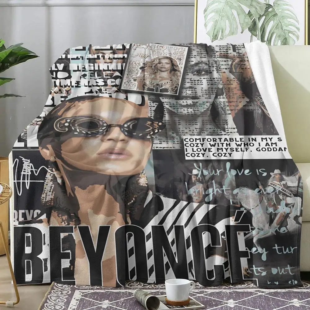 Iconic Singer B-Beyonce Throw Soft Flannel Throw Summer Blanket Lightweight Cozy Nap Blanket for Sofa Bed Travel
