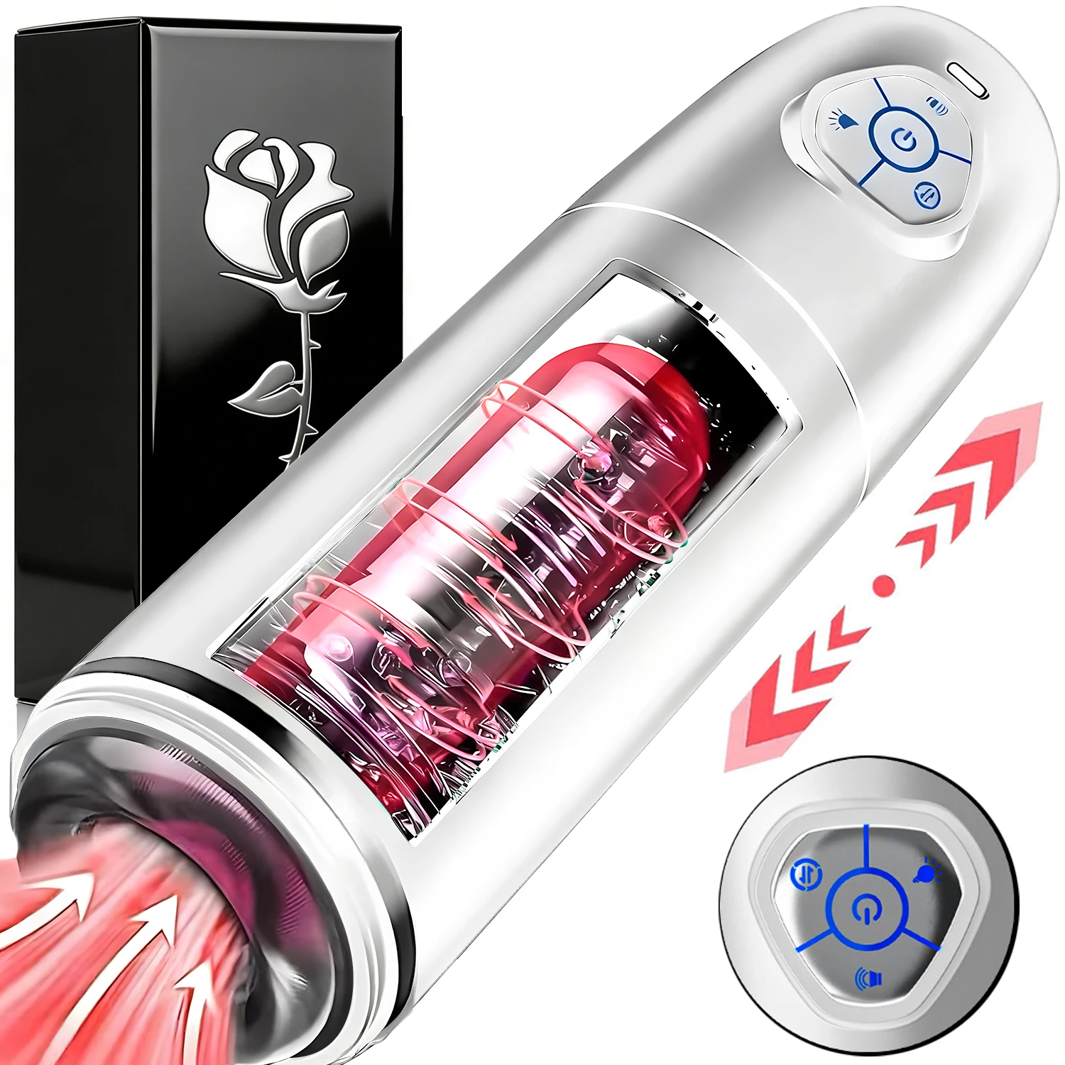 Automatic Male Masturbator Telescopic Rotating Adult Masturbator Cup Penis Pump Vibrator Thrusting Blowjob Sex Toys for Man