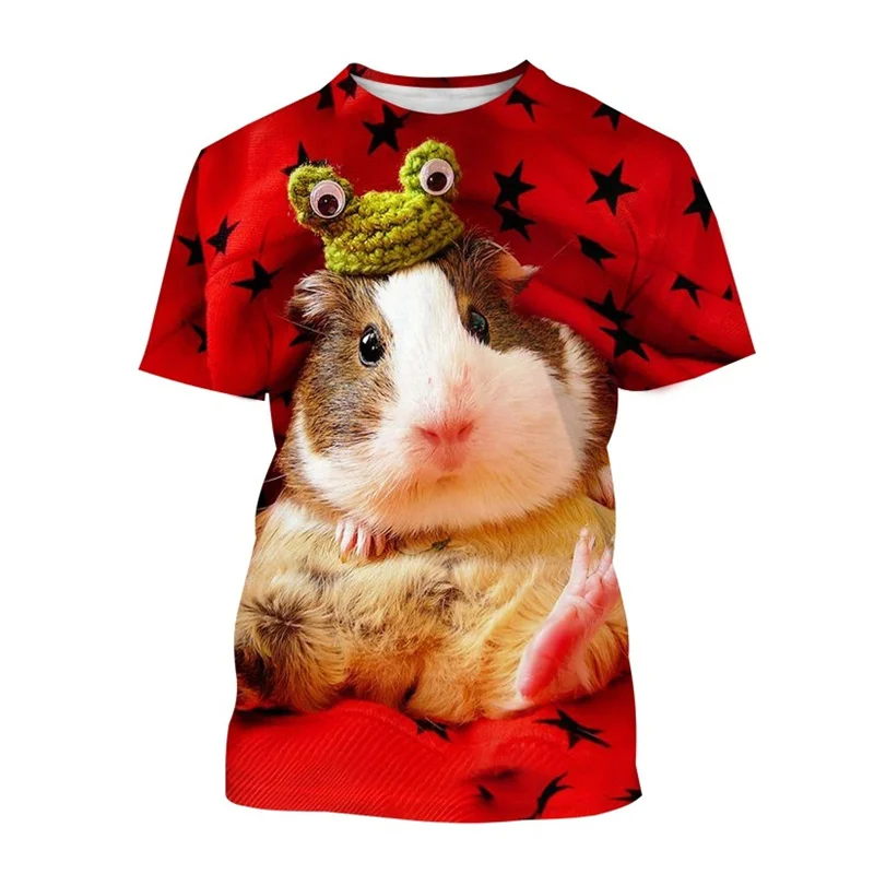 Animal Guinea Pig 3D Printing T-shirt Men Cute Animal T Shirts Summer Oversized Tees Personality Casual Short-sleeved Tops