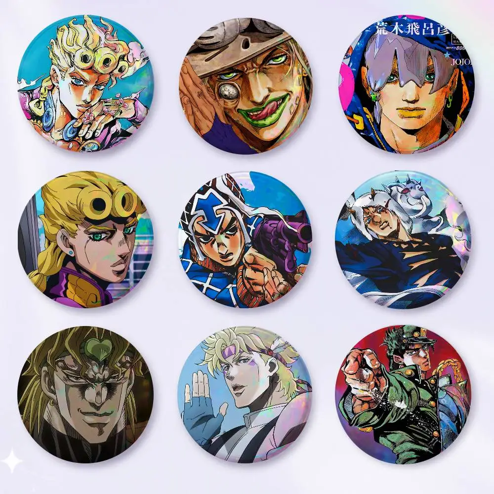 A-JoJo's Bizarre Adventure Anime Round Badges, Brooches, Clothing Accessories, Birthday Gifts, Anime Conventions