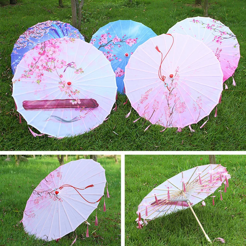 82CM Oil Paper Umbrella Ceiling Decorative Umbrella Women\'s Dance Hanfu Chinese Style Silk Umbrella ombrelle japonaise Tassels