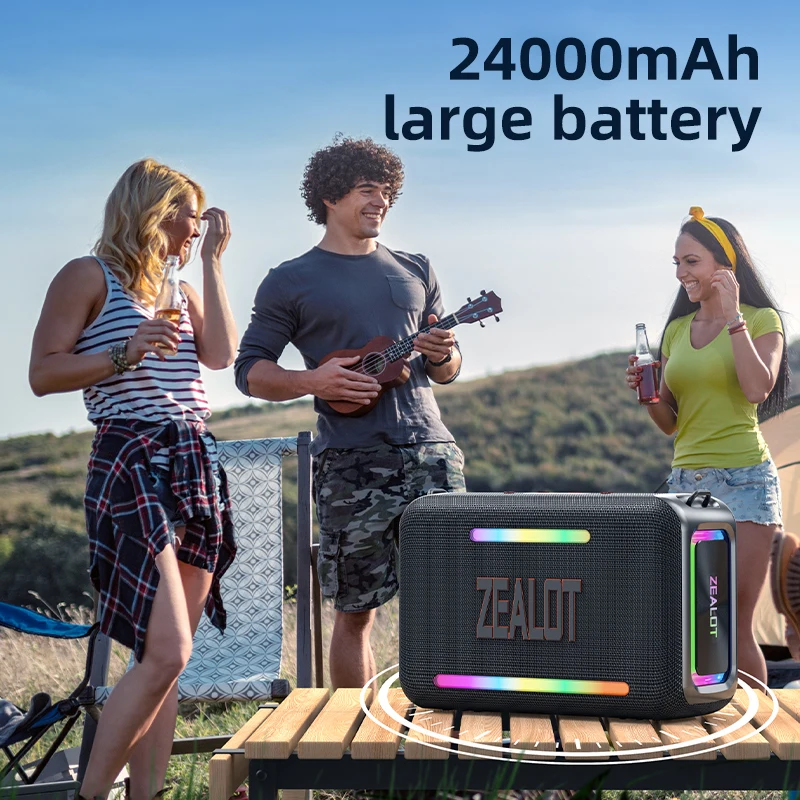 ZEALOT S95 Portable Wireless Speaker 120W with 4 Subwoofers 6D Surround Sound And 24000mAh Long Battery Life for Outdoor Music