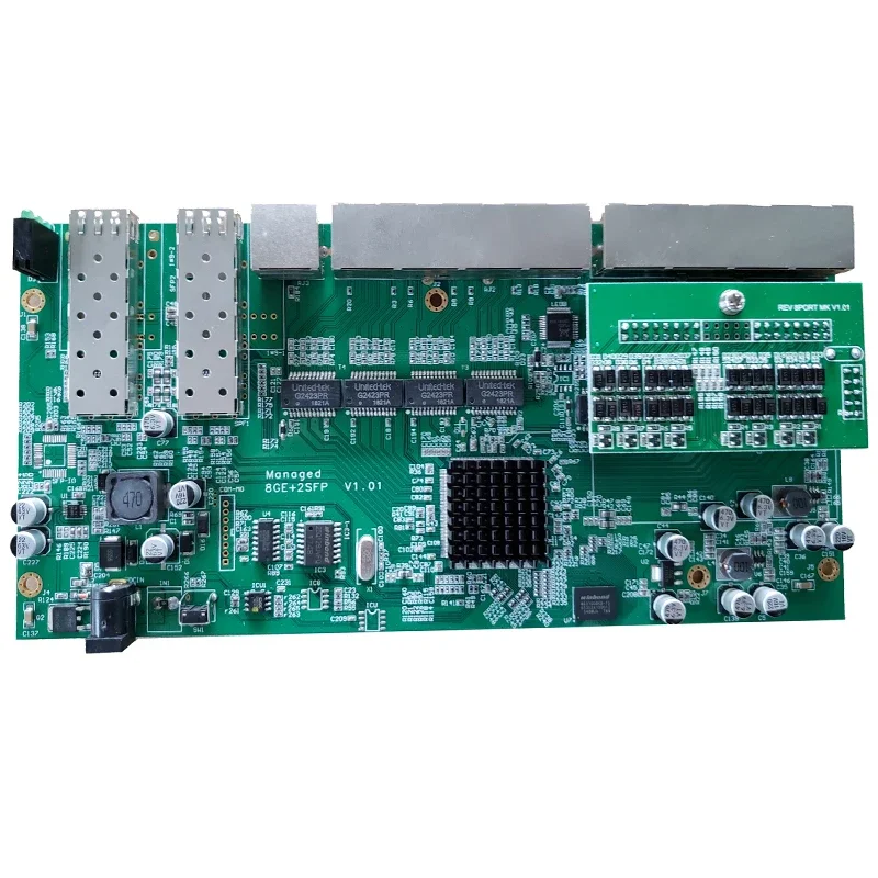 POE  Switch board with web management, 2 Port SFP + 8 Ports GE Rj45 Operational PD switch