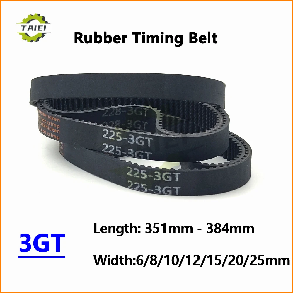 

Резиновый синхронный ремень 3GT Длина 351 354 357 360 363 366 369 372 375 378 381 384 мм Ширина 6-25 мм Зубчатый ремень привода ГРМ GT3