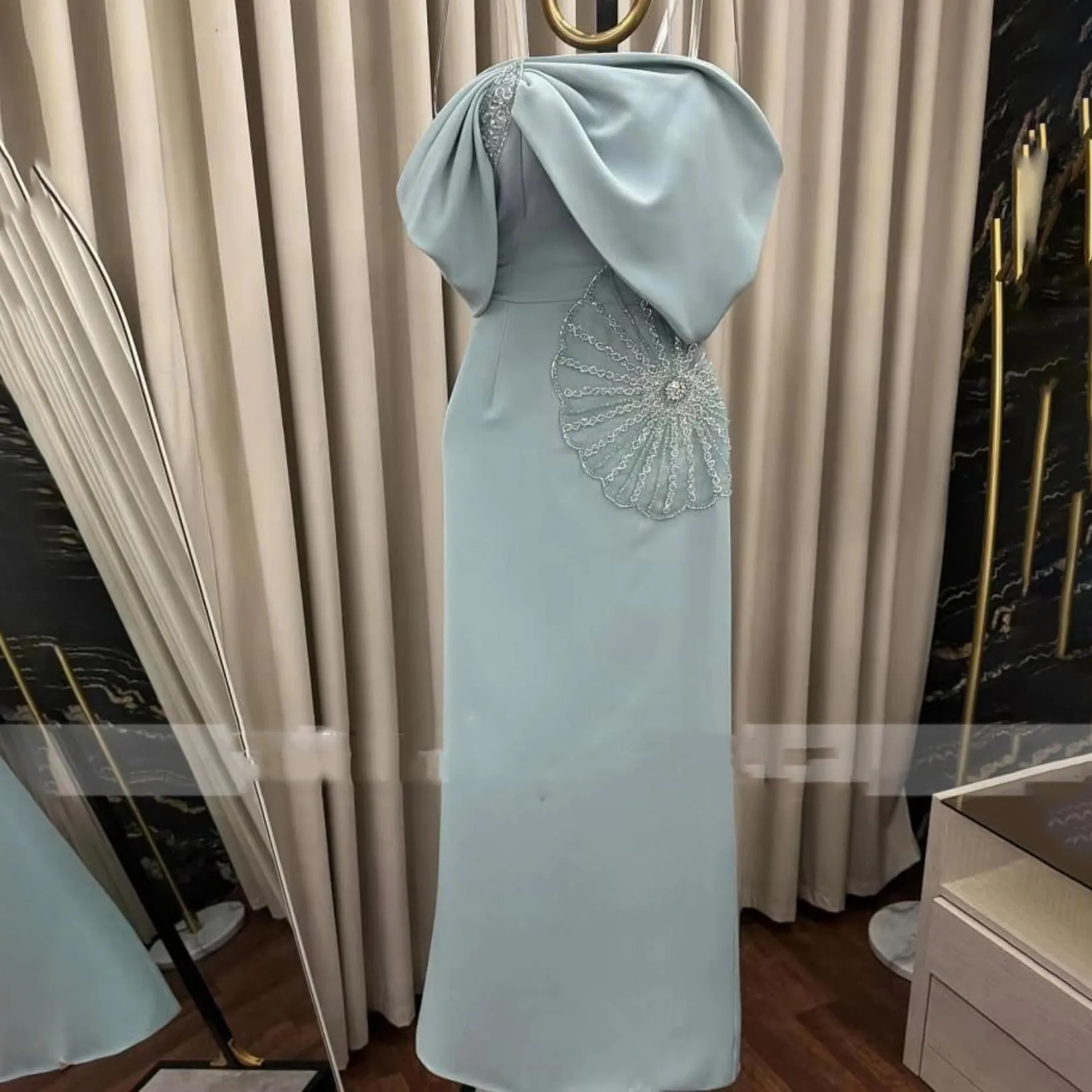 Mais vendido fora do ombro vestidos de noite encantador babados vestido de baile requintado beading vestido de festa فسات evimaverapersonalizado