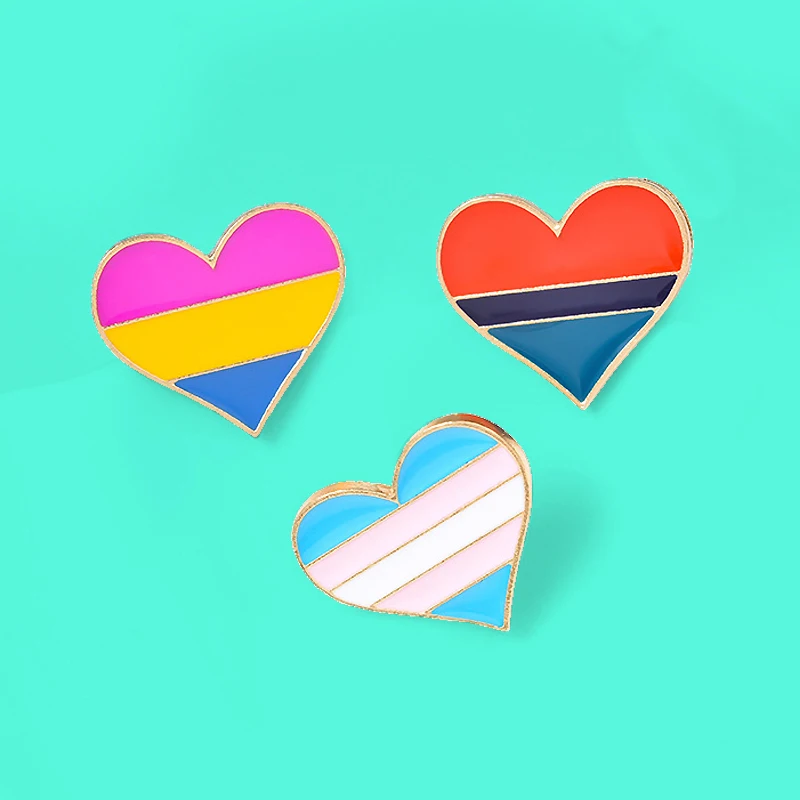 Fashion Rainbow Heart LGBT Brooches LGBT Design Metal Badges Pride Lapel Pin Badge Jewelry Lesbian Gay Gift Unisex