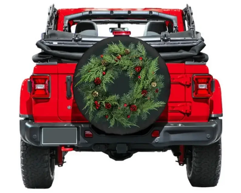 Spare Tire Cover with Christmas Wreath, girl, Backup Camera option, Tire Cover, Accessories, Rear camera tire cover