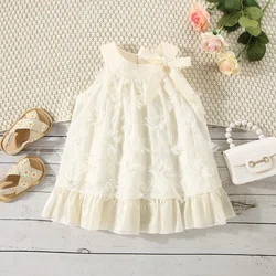 (0-3 Years Old) Summer Baby Girl Flower Patchwork Double-Layer Princess Dress For Girls Korean Version Collar Collar Beach Dress