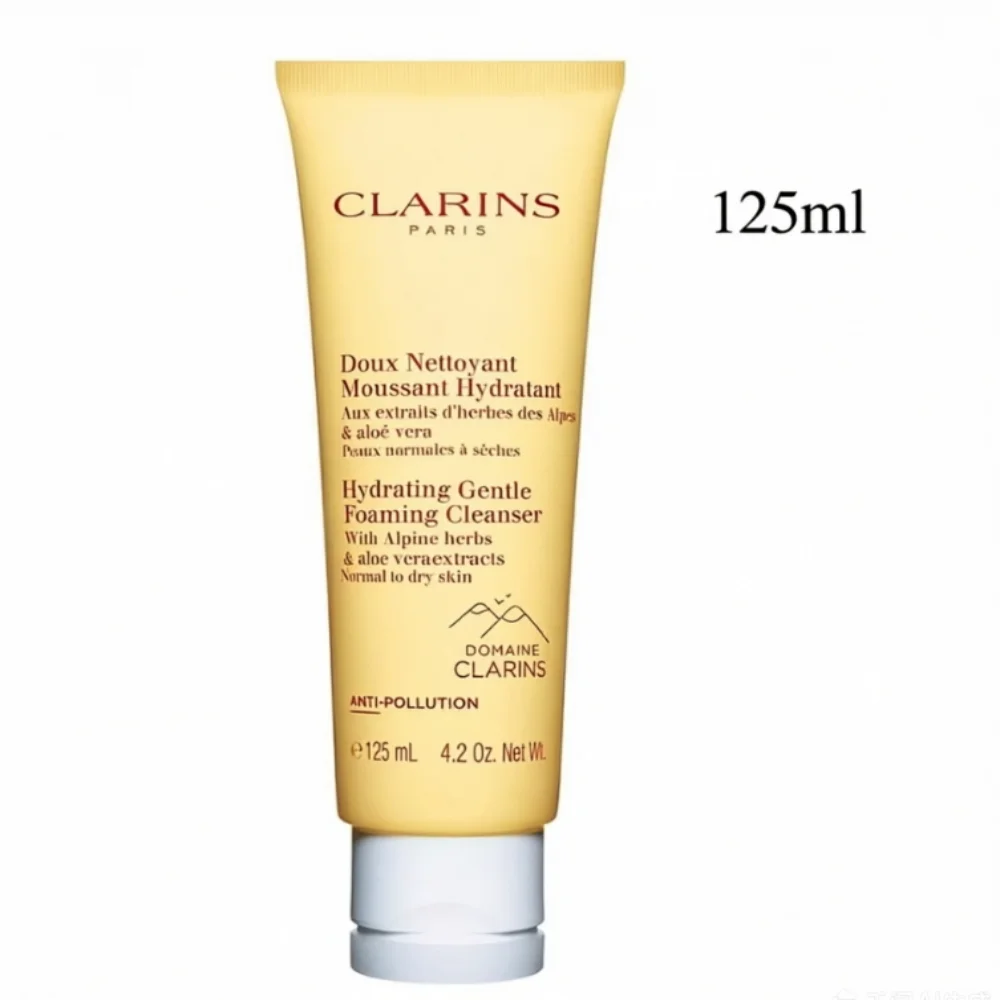 

Нежное пенящееся очищающее средство Clarins 125 мл для нормальной и сухой кожи, увлажняющее, с экстрактом семян хлопка, без мыла, сделано во Франции