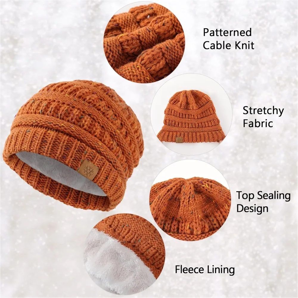 Topi musim dingin wanita yang tebal dan lembut, topi rajutan kasual, topi rajutan elastis yang lucu.