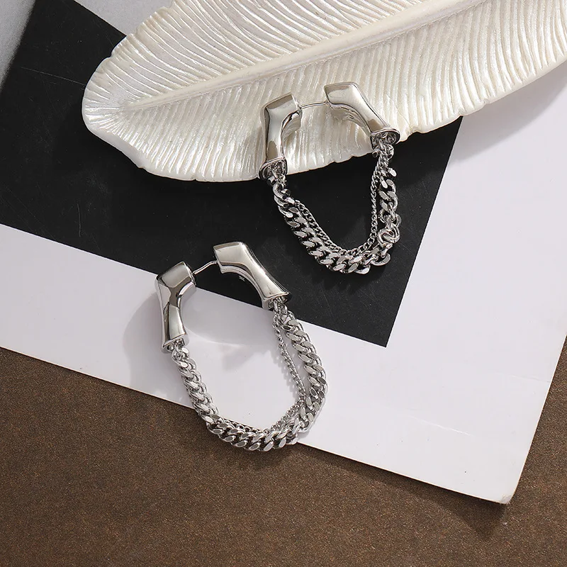 TirNaNog Unique Design Metal Chain Pendant Earrings Fashion Simple Personality Tassel Earrings Women Jewelry Gifts