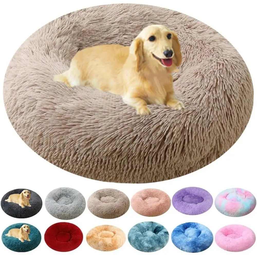

40 Inch Calming Donut Dog Bed, Anti-Anxiety Cuddler for Medium to Large Dogs and Cats, Warm & Cozy Round Washable Pet Cushion (K