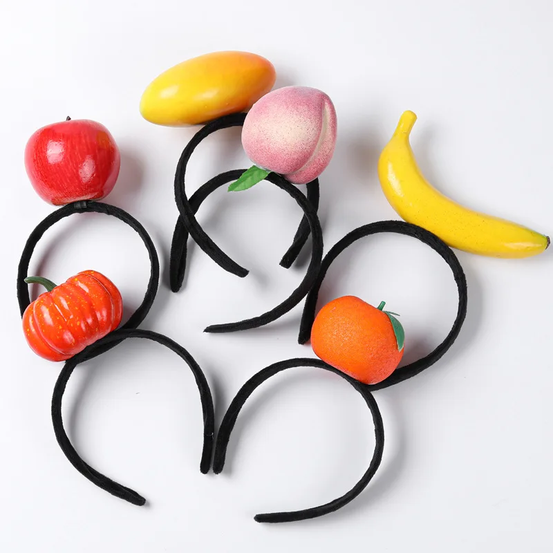 Various Imitation Vegetables Fruit Hamburger Pan Hairband Creative Cute Personality Funny Plush Hair Hoop Headband Accessories