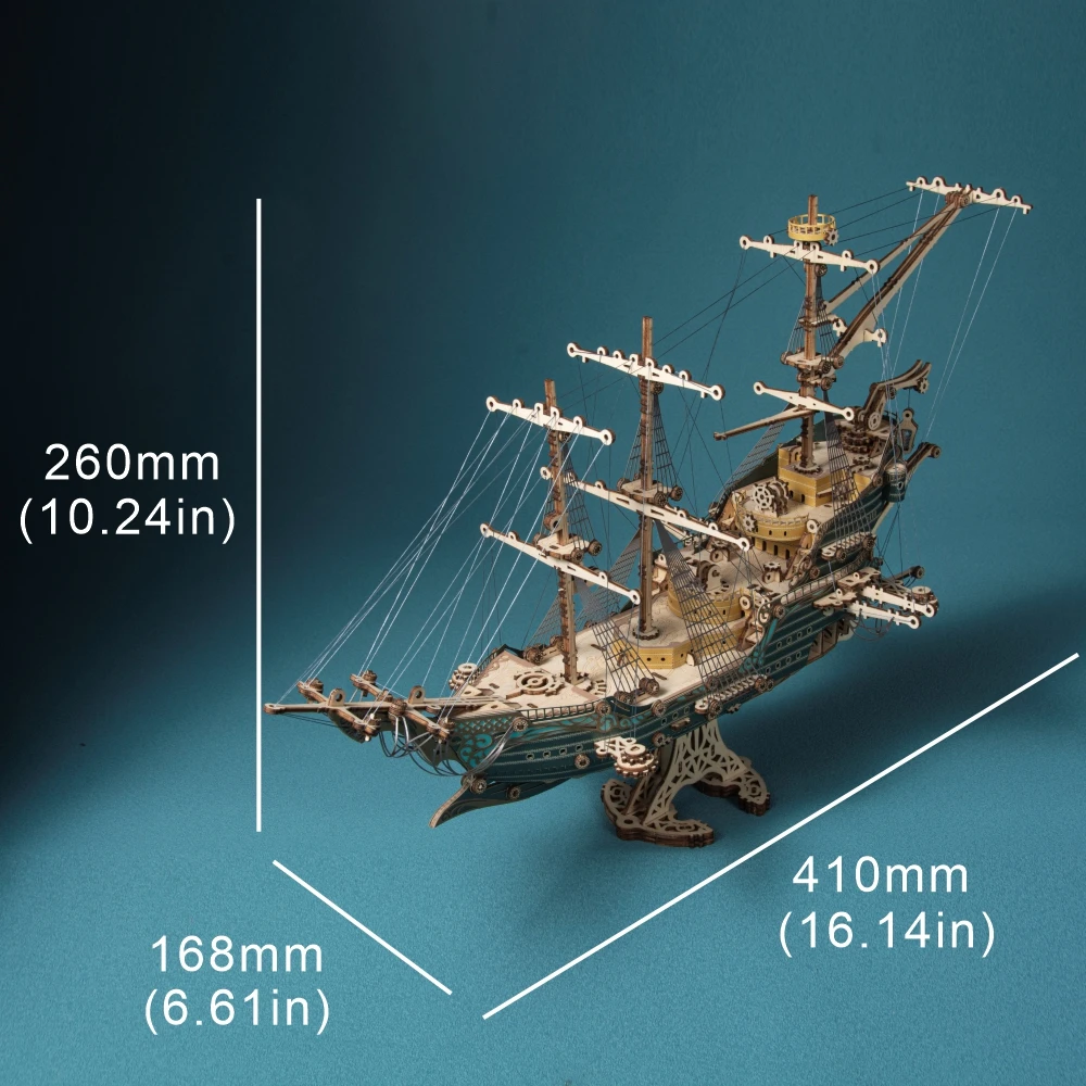 Puzzle 3D en bois à monter soi-même, bateau Pirate mystère du futur, modèle d'assemblage fait à la main, décoration de bureau, ornements Steampunk, cadeau pour enfant et adulte